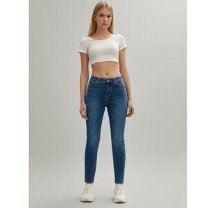 MNG Women's Jeans Size 2 100% Cotton High-Waisted Angie Boyfriend Slim Leg